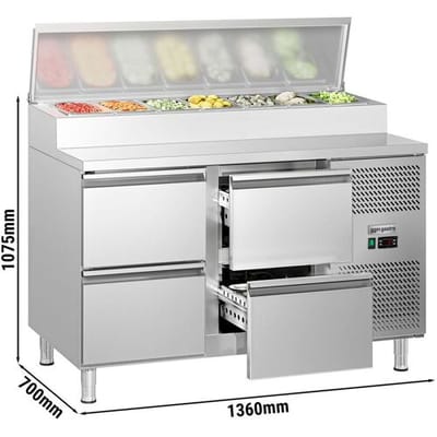 GGM Gastro Zubereitungstisch ECO - 1360mm - 4 Schubladen - für 7x GN 1/3