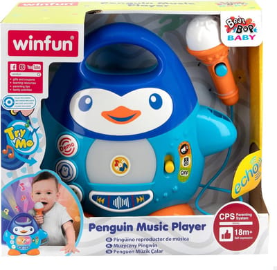 Kinder Karaoke Microfoon - Draadloze Zang- en Rapmicrofoon met Draaiwielbediening voor Jongens en Meisjes vanaf 3 Jaar - Ingebouwde Speaker en Batterijvak - Leuke Pinguïn Design