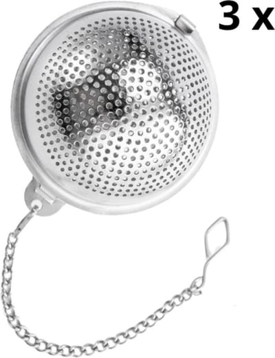Theezeef in balvorm - Thee ei voor losse thee - Thee zeef - Thee ei RVS - Thee infuser - 3 stuks