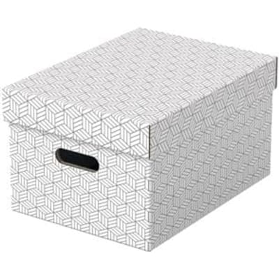 Esselte Home Duurzame Middelgrote Opbergdoos met Deksel, Set van 3 Stuks - 100% Gerecycled Karton en 100% Recyclebaar - Wit