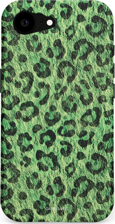 Casetastic hoesje geschikt voor Apple iPhone 16e / Apple iPhone 17e - MagSafe - Dubbellaagse bescherming - Groene Panterprint - Fashion Case - Donkergroen Zwart