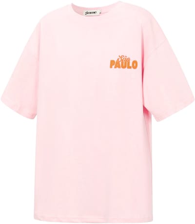 Sao Paulo Graphic Tee – Oversized T-shirt met Print – Comfortabele Top voor een Urban Look - Roze - Maat M