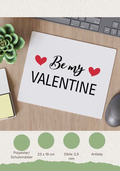 Akyol - be my valentine Muismat - Valentijnsdag - iemand die liefde wilt geven aan een ander - valentijnsdag - cadeau voor vriend/vriendin - verjaardagscadeau - kado - geschenk - gift - verrassing - valentijnscadeautje - 23 bij 19 cm