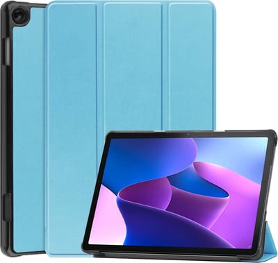 Hoesje - Geschikt voor Lenovo Tab M10 (3e / 3rd generatie) - Dun & Stevig - Hardcover Book Case - Trifold Bookcase Hoes - Hard Cover - Tablethoes - Lichtblauw