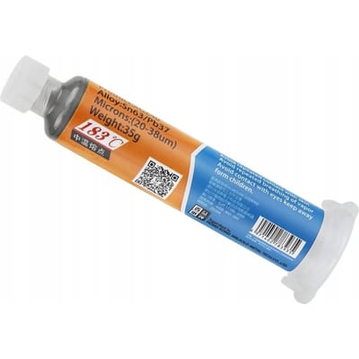 Rosfix Soldeerpasta Spuit XG-Z40 35g - No Clean Zilverformule - Sn63Pb37 183°C 25–38µm