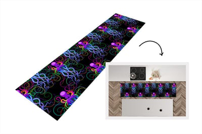Keukenloper - Loper keuken - Octopus - Regenboog - Neon - Abstract - Patronen - 200x50 cm - Keukenloper vinyl