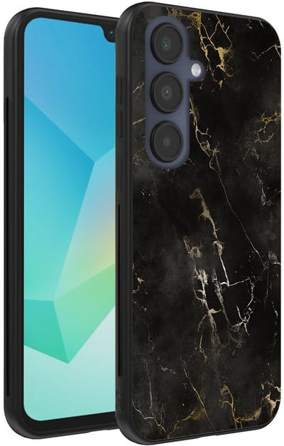 Smartphonica Telefoonhoesje Geschikt voor Samsung Galaxy A16 met marmer opdruk - TPU backcover case black marble design - Zwart geschikt voor Samsung Galaxy A16