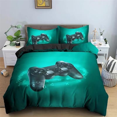 Kinderen Tieners Videogames Dekbedovertrek Set Jongens Gamer Dekbedovertrek Gaming Controller Patroon Beddengoed Set Polyester Dekbedovertrek 200X200cm-3pcs