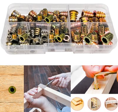 Rampamoeren Set – 40 Stuks, M4, M5, M6, M8, Zeshoekige Ingebedde Kop, Perfect voor Houtbewerkingsprojecten