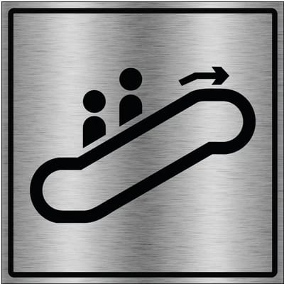 Roltrap omhoog bord - gecoat brushed aluminium | 10 x 10 cm