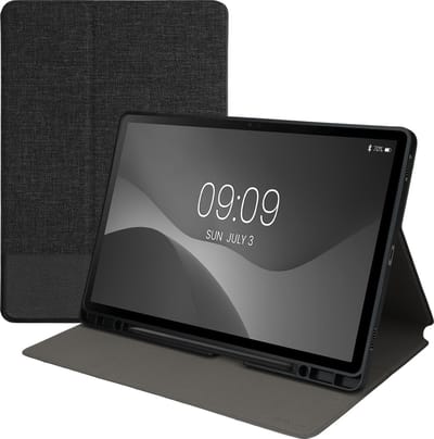 kwmobile hoes geschikt voor Samsung Galaxy Tab S9+ / S9 FE+ / S10+ - Slanke tablethoes met standaard - Tablet cover in antraciet / zwart
