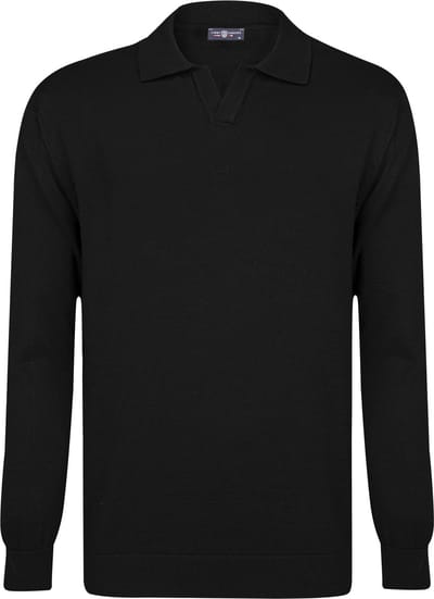 Jimmy Sanders Gebreide Polo Trui - Polo Kraag - Sweater - 100% Katoen Heren Zwart - 2Xl