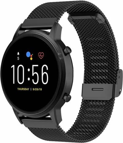 By Qubix - Geschikt voor Garmin bandje - Geschikt voor Garmin Vivoactive 4 / 4L - Milanese bandje met klemsluiting - Zwart - Smartwatch bandje 22mm