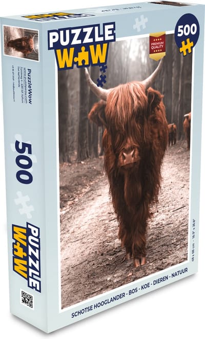 Puzzel Schotse hooglander - Bos - Koe - Dieren - Natuur - Legpuzzel - Puzzel 500 stukjes
