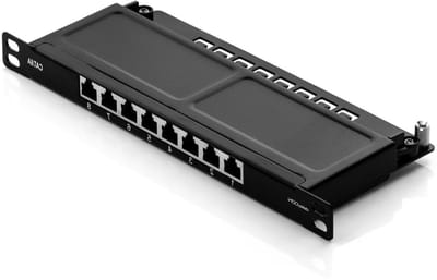 Patchpanel Mini Distributiepaneel - 8-Poorts Netwerk - Servermontage - 05U Ruimtebesparend - 10 Inch - Zwart