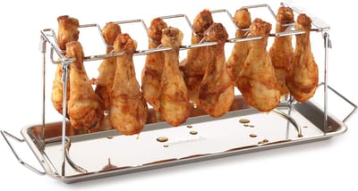 Barbecook Kippenvleugelhouder - Kiphouder - Inclusief Vetopvangbakje - RVS - Chroom - Inox