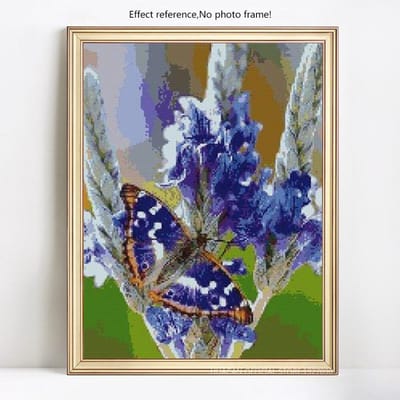 Peinture au diamant Papillon et fleur Affichage complet Broderie au diamant Animal Point de croix Strass 20X30CM gray