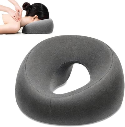 Ergonomisch Hoofdkussen met U-vormige Opening voor Ontspannende Massage en Verwijderbare Hoes - Donkergrijs Kussen voor Bed en Sofa