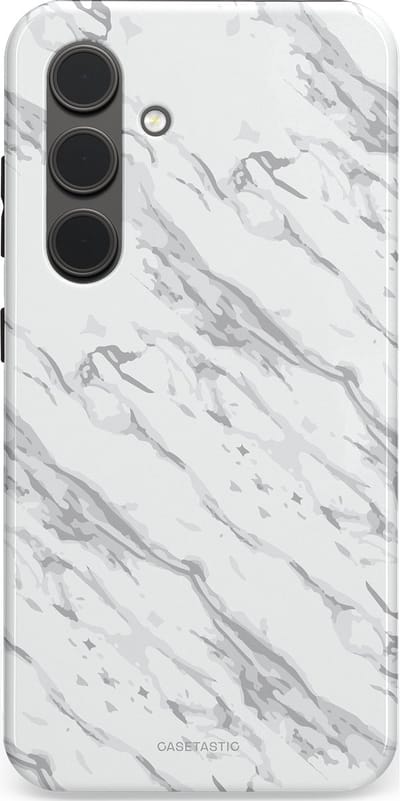 Casetastic hoesje geschikt voor Samsung Galaxy S24 - Dubbellaagse bescherming - Arctisch Marmer - Fashion Case - Wit Lichtgrijs