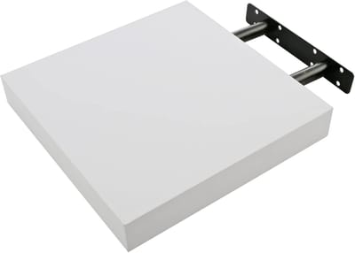 Wandrek, 25 x 25 x 4 cm, wit, zwevende plank, houten wand, onzichtbare bevestiging, decoratieve opbergplanken, ideaal voor woonkamer, slaapkamer, hal, enz.