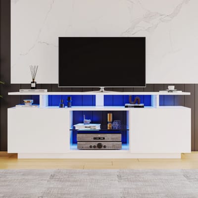 Gutent-Wit tv-meubel van 1,4 m met 16-kleurige ledverlichting voor tv's tot 60 inch.