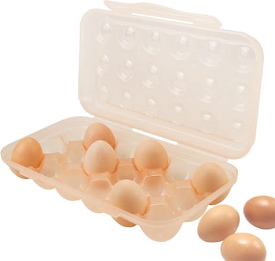 Eierdoos voor 18 Eieren, Schokbestendig en Draagbaar, Ideaal voor Kamperen, Picknicken en Buitenactiviteiten, 30 x 16 x 6 cm, Khaki