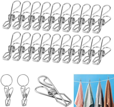 Dailygoods- Wasknijpers 100 Stuks - Roestvrij Staal - Sleutelringen 50 Stuks - UV-bestendig - Voor Kleding/Handdoeken - Verbeter je Levenskwaliteit - Klemmen