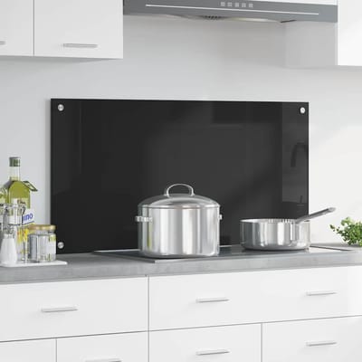 vidaXL - Keukenachterwand - Zwart - 100 - x - 50 - cm - gehard - glas