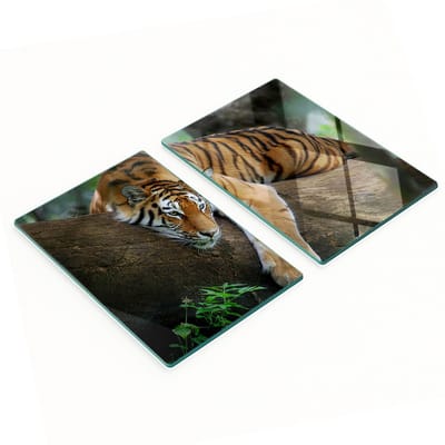 Multifunctionele decoratieve glazen borden Tijger in een boom 2x40x52 cm