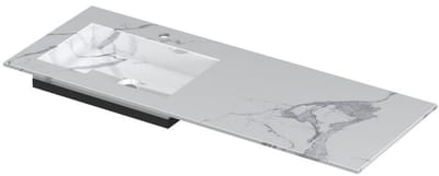 INK Post Wastafel Keramische Slab Envelop Bak Links met 1 Kraangat - 1200x450x10 mm - Statuario Glans
