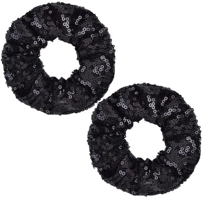 Dailygoods- Haarelastiekjes met pailletten - 2 zwarte haarelastiekjes - Haaraccessoires voor dames/meisjes - Duurzaam en elastisch - Ideaal voor dagelijks gebruik - Haarband