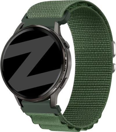 Bandz Nylon bandje 'Alpine' (22mm) - Geschikt voor Garmin Vivoactive 4 / Garmin Venu 2 / Garmin Venu 3 / Garmin Forerunner 255 / Garmin Forerunner 265 / Garmin Forerunner 570 - 47mm / Garmin Venu 4 - 45mm - Groen