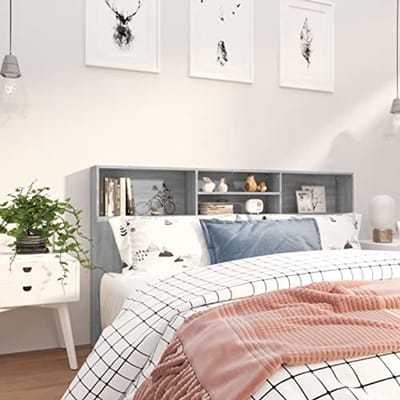 Hoofdbord met opbergruimte en vakken voor bed, Sonoma-grijs, 180 x 19 x 103,5 cm