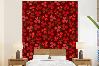 Behang - Fotobehang Patroon - Klaver - Rood - Breedte 225 cm x hoogte 280 cm