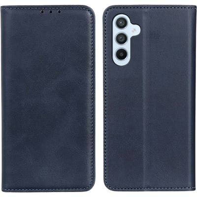 CaseBody Samsung Galaxy S24 FE Echt Leren Portemonnee Hoesje Blauw