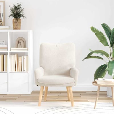 vidaXL - Fauteuil - Crème - 63 - x - 67 - x - 94 - cm - Schapenstof - en - Bijkap