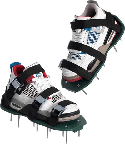 Gazon beluchter schoenen - Tuin prikkers - Gazon onderhoud - Scherpe nagels - 575 inch B x 12" D - Groen