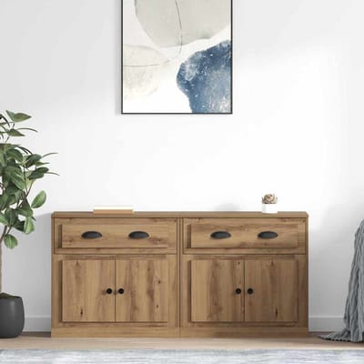 vidaXL - Dressoirs - 2 - st - Artisan - Eiken - 70 - x - 35,5 - x - 67,5 - cm - Bewerkt - hout