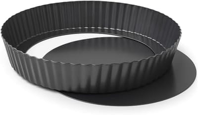 Quichevorm 24 cm - Diepe Taartvorm met Losse Bodem - Springvorm voor Quiche, Tatin, Cheesecake en Cake - Antiaanbaklaag - Verwijderbaar - Ronde Bakvorm van Koolstofstaal
