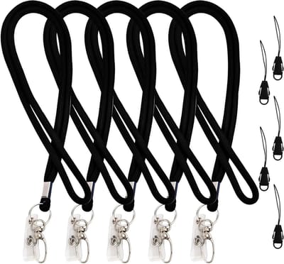 Duurzame Nekbanden voor Naamkaart Houder, 5 Stuks Nylon Lanyards met Metalen Carabiners, Ideaal voor Kantoor en Evenementen
