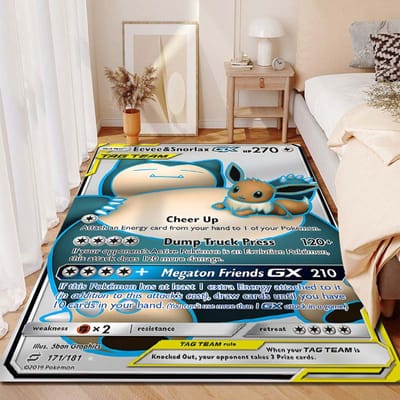 15 Maten Pokémon Eevee Clan Print Tapijt voor Woonkamer Slaapkamer Kinderkamer Huisdecoratie Vloerkleed Sofa Garderobemat 40x60cm (16x24in)