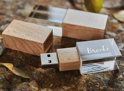 Glas hout 128GB 3.0 usb stick bedrukken met naam of foto