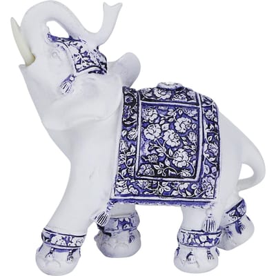 Figurine d'Animal en Résine pour la Maison Simulation Mignonne Statue d'Animal Décoration de Maison Ornement Porcelaine Bleue et Blanche M (16221) white