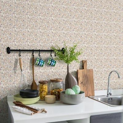 Zelfklevende tegelmuurstickers voor keuken en badkamer - 30 Burano Terrazzo tegelstickers - 30 stickers 20x20cm