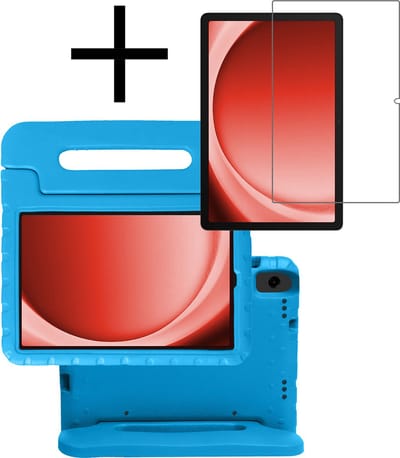 Hoes - Geschikt voor Samsung Galaxy Tab A9 - Met Screenprotector - Kinderhoes Shockproof Bumper - Kidsproof Case - Tablet Hoesje - Kinder Cover - Blauw