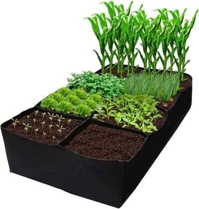ANMI® Stoffen Kweekbak 180 x 90 x 30 cm - 480L Kweekzak met 8 Vakken - Verhoogde Moestuinbak voor Groenten Kruiden en Bloemen - Non-woven Fabric