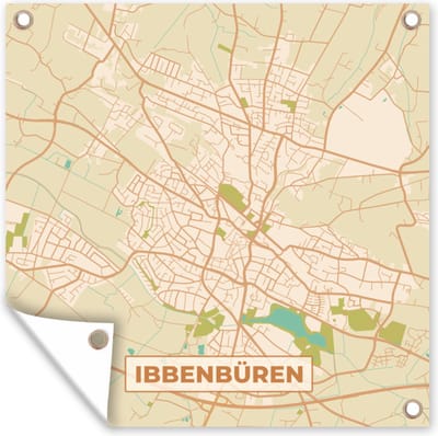 Tuin poster Ibbenbüren - Vintage - Kaart - Plattegrond - Stadskaart - 200x200 cm - Tuindoek