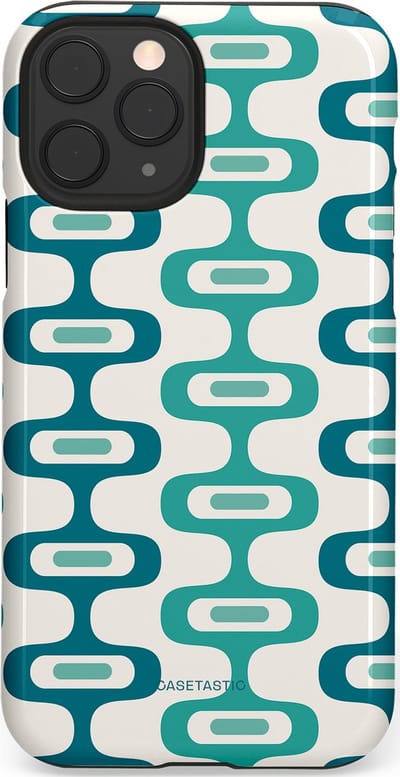 Casetastic hoesje geschikt voor Apple iPhone 11 Pro - Dubbellaagse bescherming - Vormen vibe - Fashion Case - Wit Petrol Lichtgrijs Mintgroen