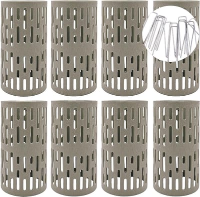 Set van 8 Beschermhoezen voor Planten en Boomstammen, 20 cm, Uitbreidbare Plastic Boomschorsbescherming met Vergrendelhaakjes en 8 U-Klemmen voor Optimale Bescherming