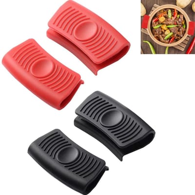 Dailygoods- Pannenlappen 4 Stuks - Siliconen Handgrepen - Hittebestendig - Antislip Grip - Robuuste Keukenaccessoires - Warmtereductie - Pothouders